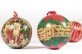 Several Christmas baubles on white