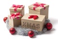 Several Christmas Gift Boxes on White Royalty Free Stock Photo