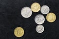 Several coins from Fiji on a dark background