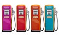 Several color of old classic oil distributor in gasoline station