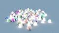 Several colored light bulbs on the ground. 3D Rendering Royalty Free Stock Photo