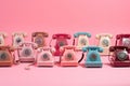 several colored old telephones Royalty Free Stock Photo
