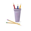 Several colored pencils in a glass. illustration