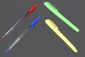 Several colored pens used in schools and offices isolated with space for text Royalty Free Stock Photo