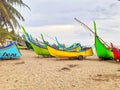 several colorful and beautiful fishing boats