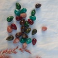 Several colorful stones are used for decoration