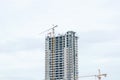 Several cranes are building a building. Royalty Free Stock Photo