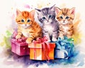 Several cute kittens are sitting in a box.