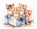 Several cute kittens are sitting in a box.