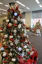 Several decorated trees in the annual `Festival of Trees,` Saratoga New York, Christmas, 2020