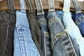 Several denim pants