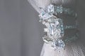 Several diamond wedding engagement rings. Fine jewelry. Royalty Free Stock Photo