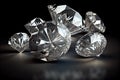 Several diamonds on a dark background. AI generated Royalty Free Stock Photo