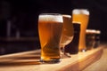 Several different beers are standing in a row Royalty Free Stock Photo