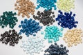 Several different dyed polymer Pellets Royalty Free Stock Photo