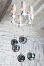 Several disco balls hanging under the ceiling - party decoration Royalty Free Stock Photo