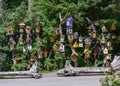 Several dozen birdhouses of all shapes, colors and styles Royalty Free Stock Photo