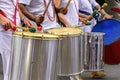 Several drummers with their musical instruments in the Carnival Royalty Free Stock Photo