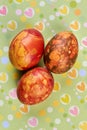 Several dyed eggs.