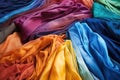 several dyed fabric samples spread out