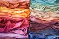 several dyed fabric samples spread out