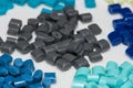 Several dyed polymer resins Royalty Free Stock Photo
