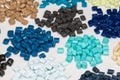Several dyed polymer resins Royalty Free Stock Photo
