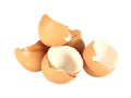 several eggshells isolated on white background Royalty Free Stock Photo