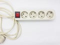Several Electric Outlet Plug with Red Switch in White Isolated Background 01 Royalty Free Stock Photo