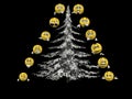 Several emoticon and a Christmas tree - 3d render Royalty Free Stock Photo