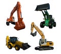 Several excavators