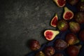 several fig fruits on a black background Royalty Free Stock Photo