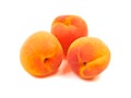 Several five group ripe orange apricots, peaches isolated on whi Royalty Free Stock Photo