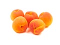 Several five group ripe orange apricots, peaches isolated on whi Royalty Free Stock Photo