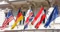 Several flags in a row Royalty Free Stock Photo