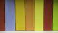 Several folders in a row in the rack with color coding Royalty Free Stock Photo