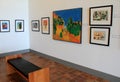 Several framed paintings in one of many rooms, Museum of American Art, Ogunquit, Maine, 2016