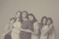 Several generations of women hugging together banner. The family tree is female Royalty Free Stock Photo
