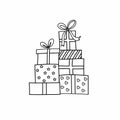 Several gifts in a festive package. The icon of a simple gift line. Outline of the icon. Royalty Free Stock Photo