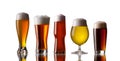 Several glasses of beer with cap of foam Royalty Free Stock Photo