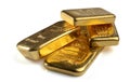 Several gold bars of different weights Royalty Free Stock Photo