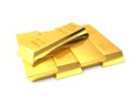 Several Gold bars isolated on white background. Royalty Free Stock Photo