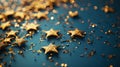 several golden stars on blue background