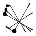 Several golf clubs silhouette graphic illustration