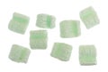 Several green packing peanuts on a white background Royalty Free Stock Photo