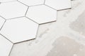 Hexagon floor tile installation