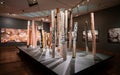 Several Hollow log coffin made by aboriginal people inside Ian Potter Centre NGV Australia in Melbourne