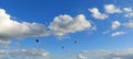 Several Hot air balloons in the air York city Knavesmire North Yorkshire