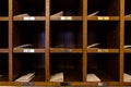 Several hotel card in a cabinet Royalty Free Stock Photo