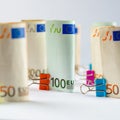 Several hundred euro banknotes. Euro banknotes random stacked. Royalty Free Stock Photo